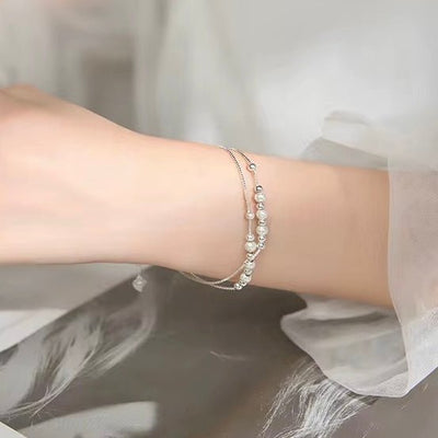 Silver Stardust Beaded Layer Bracelet - bellissi