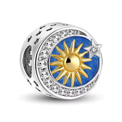 Silver Sun and Stars Charm - bellissi