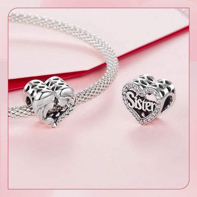 Sister Heart Silver Charm - bellissi