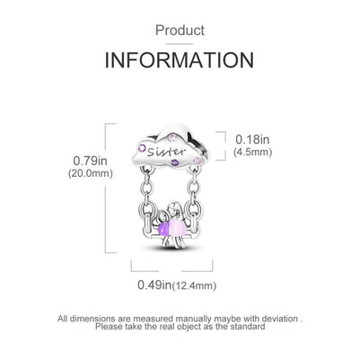 Sisters On A Swing Dangle Charm - bellissi