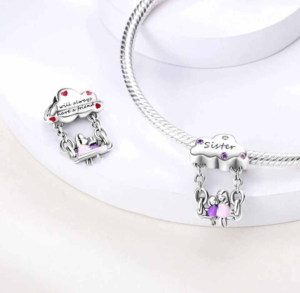 Sisters On A Swing Dangle Charm - bellissi