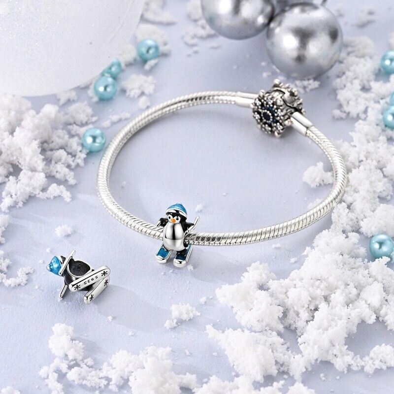 Skiing Penguin Charm - bellissi