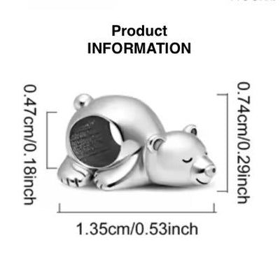 Sleeping Bear Silver Charm - bellissi