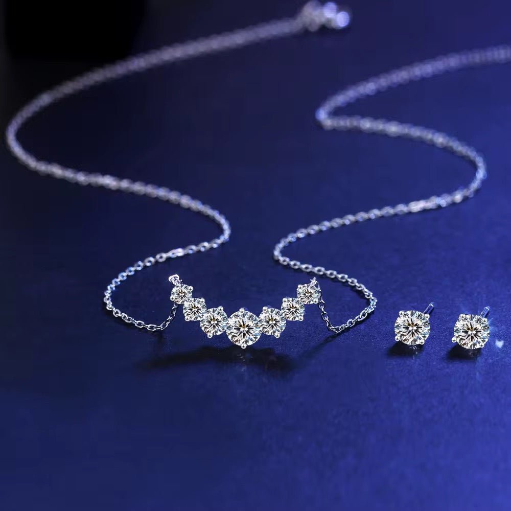 Smile Shape Cubic Zirconia Chain Necklace and Earring Set - bellissi