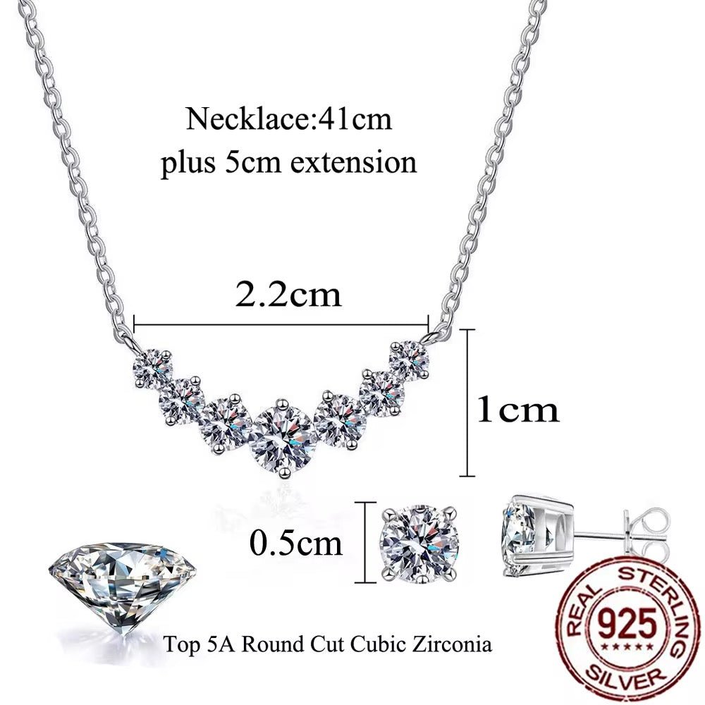Smile Shape Cubic Zirconia Chain Necklace and Earring Set - bellissi