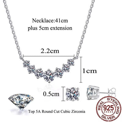 Smile Shape Cubic Zirconia Chain Necklace and Earring Set - bellissi