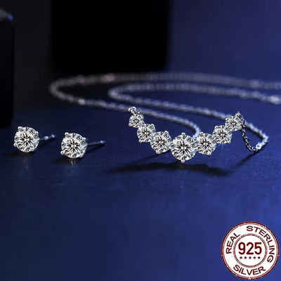 Smile Shape Cubic Zirconia Chain Necklace and Earring Set - bellissi