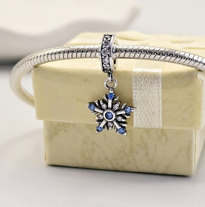 Snowflake Blue Zirconia Dangle Charm - bellissi