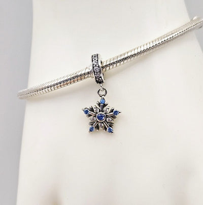 Snowflake Blue Zirconia Dangle Charm - bellissi