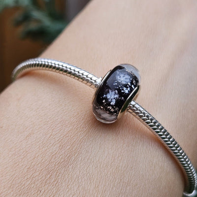 Snowflake Night Murano Glass Charm - bellissi