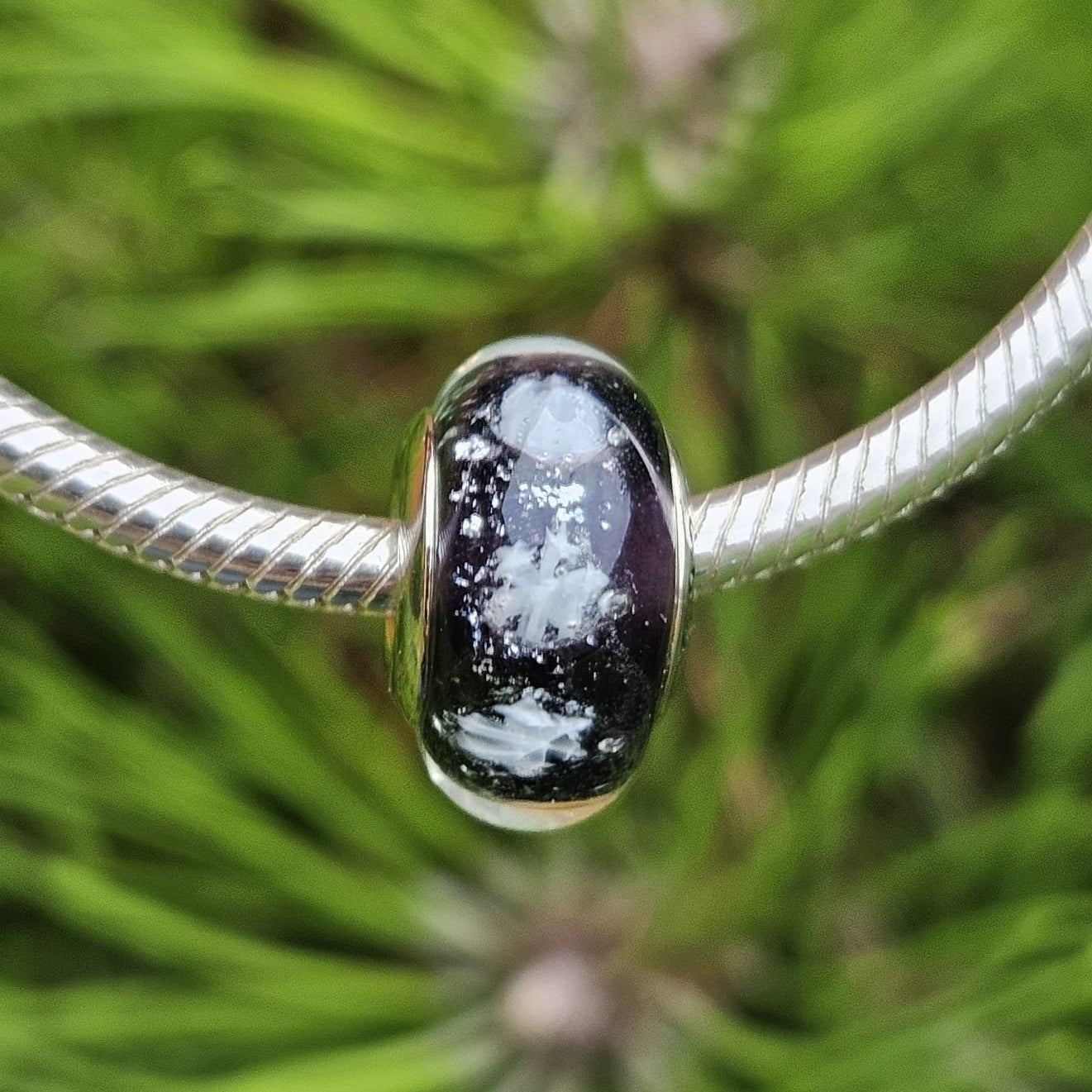 Snowflake Night Murano Glass Charm - bellissi