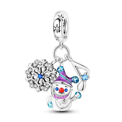 Snowman & Snowflake Dangle Charm - bellissi