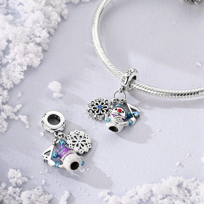Snowman & Snowflake Dangle Charm - bellissi