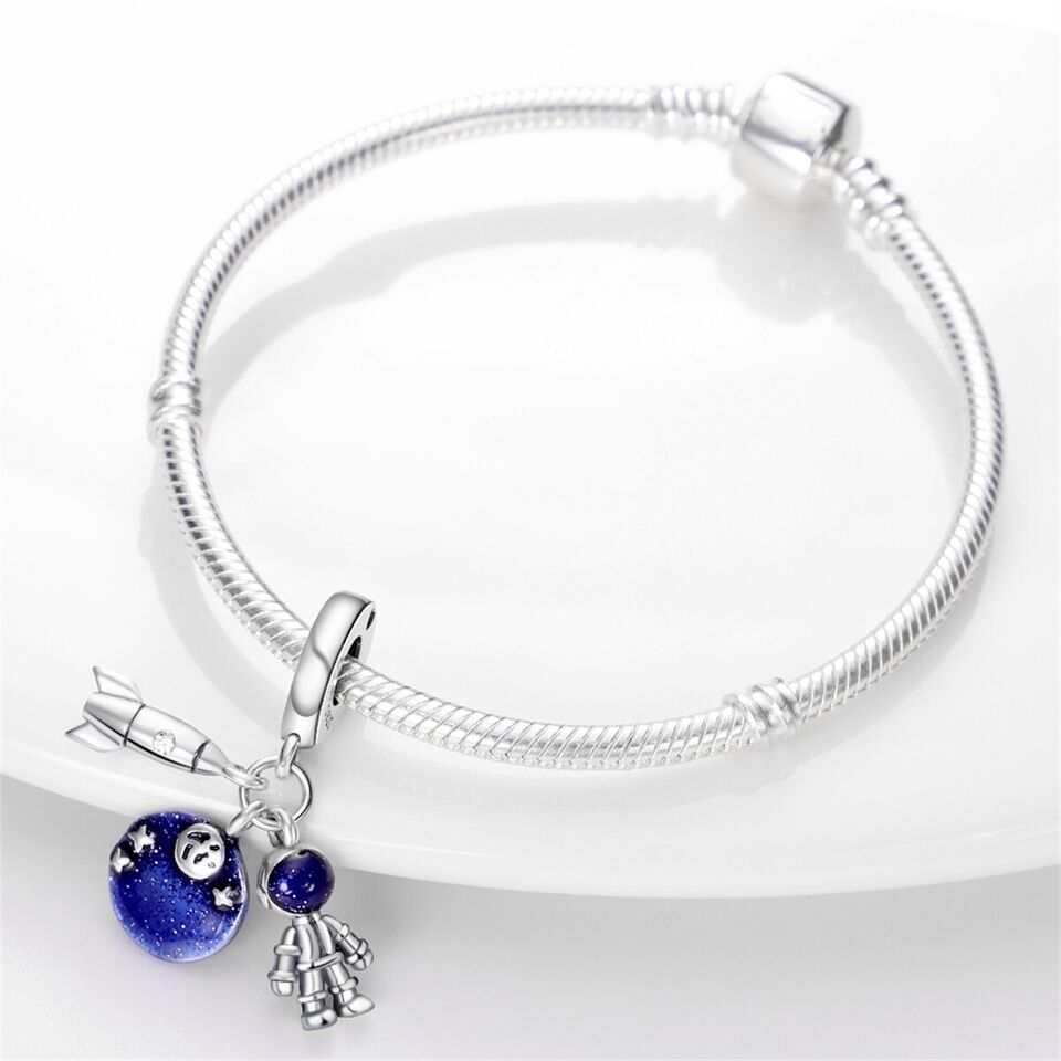 Spaceship & Astronaut Dangle Charm - bellissi