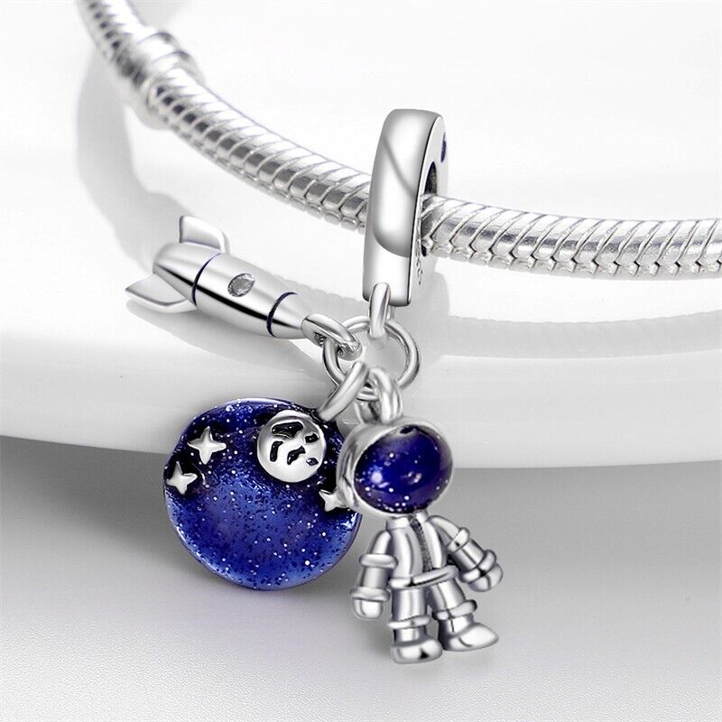 Spaceship & Astronaut Dangle Charm - bellissi