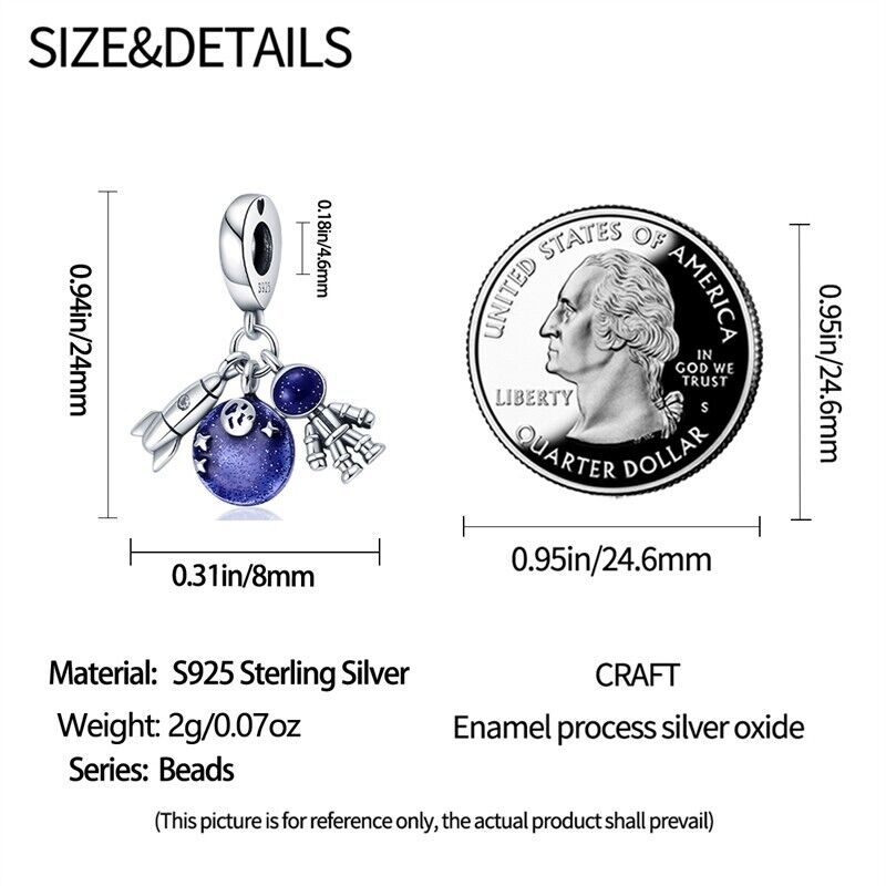 Spaceship & Astronaut Dangle Charm - bellissi