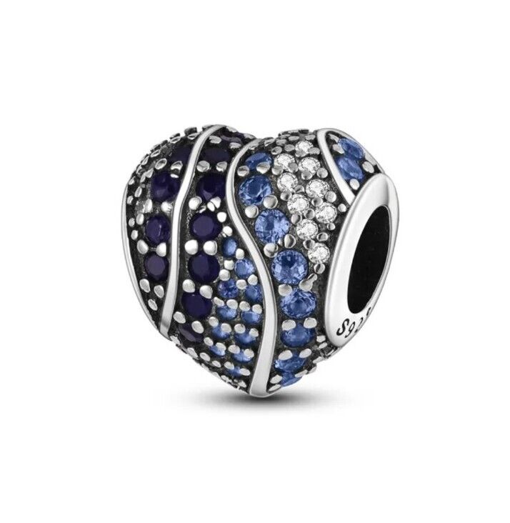 Sparkling Blue Zircon Heart Charm - bellissi