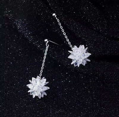 Sparkling Crystal Flower Dangle Stud Earrings - bellissi