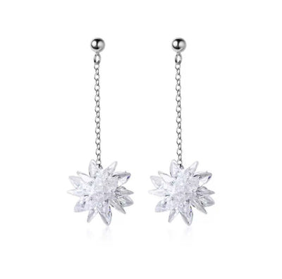 Sparkling Crystal Flower Dangle Stud Earrings - bellissi