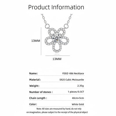 Sparkling Flower Moissanite Crystal Necklace Elegant Floral Charm - bellissi