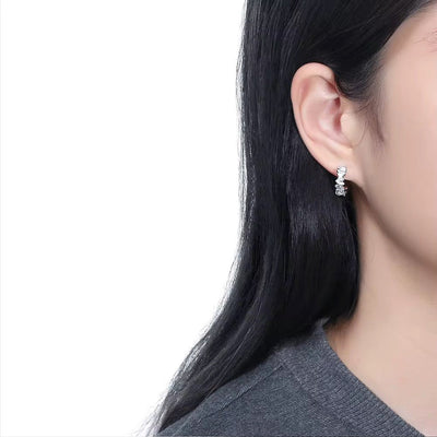 Sparkling Half Hoop Earrings - bellissi