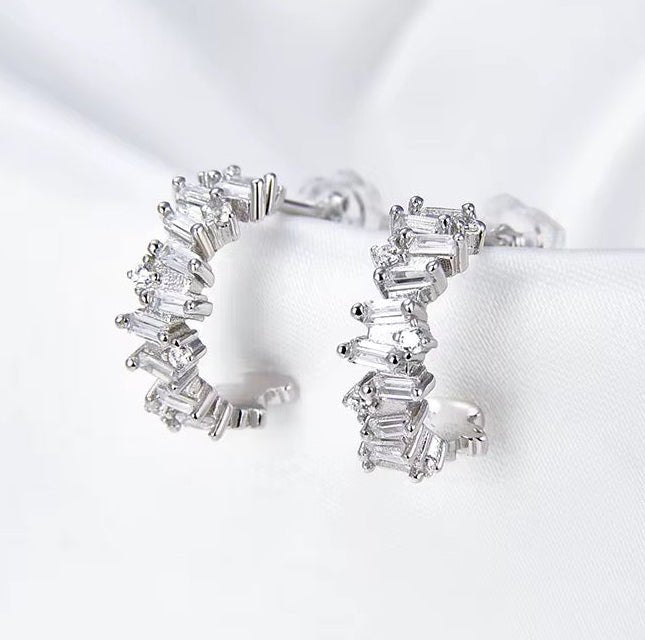 Sparkling Half Hoop Earrings - bellissi