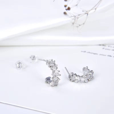 Sparkling Half Hoop Earrings - bellissi