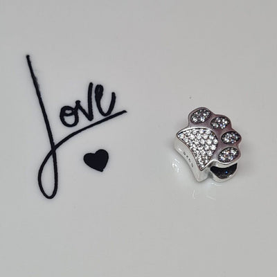 Sparkling Zircon Dog Cat Paw Print Charm - bellissi