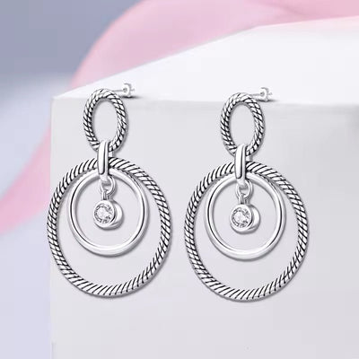 Sparkling Zircon in Double Circle Stud Earrings - bellissi
