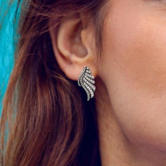 Sparkling Zirconia Angel Wings Stud Earrings - bellissi