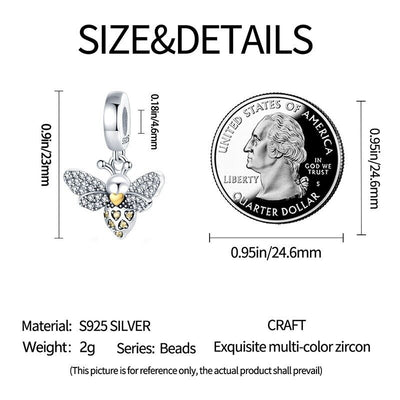 Sparkling Zirconia Bee Dangle Charm - bellissi