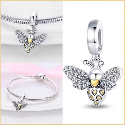 Sparkling Zirconia Bee Dangle Charm - bellissi