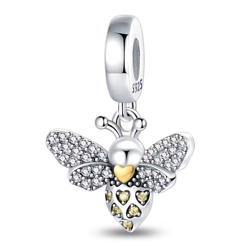 Sparkling Zirconia Bee Dangle Charm - bellissi