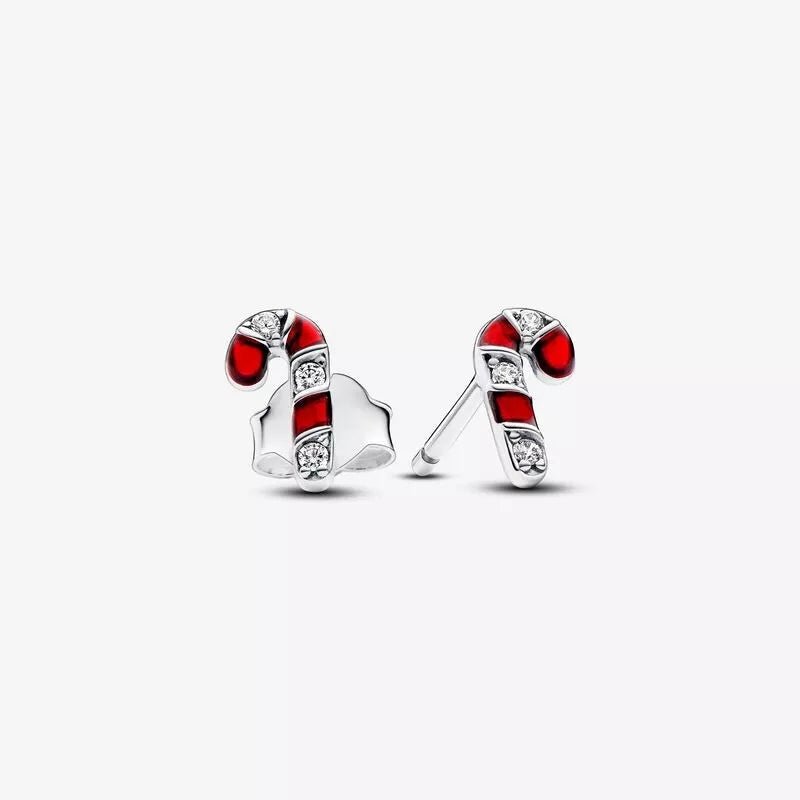 Sparkling Zirconia Candy Cane Stud Earrings - bellissi