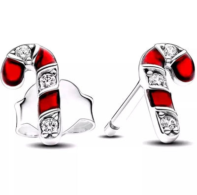 Sparkling Zirconia Candy Cane Stud Earrings - bellissi