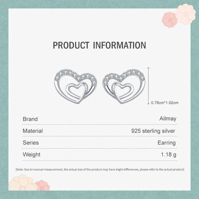 Sparkling Zirconia Hearts Stud Earrings - bellissi