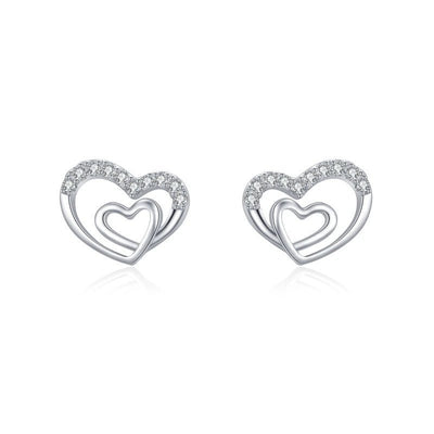 Sparkling Zirconia Hearts Stud Earrings - bellissi