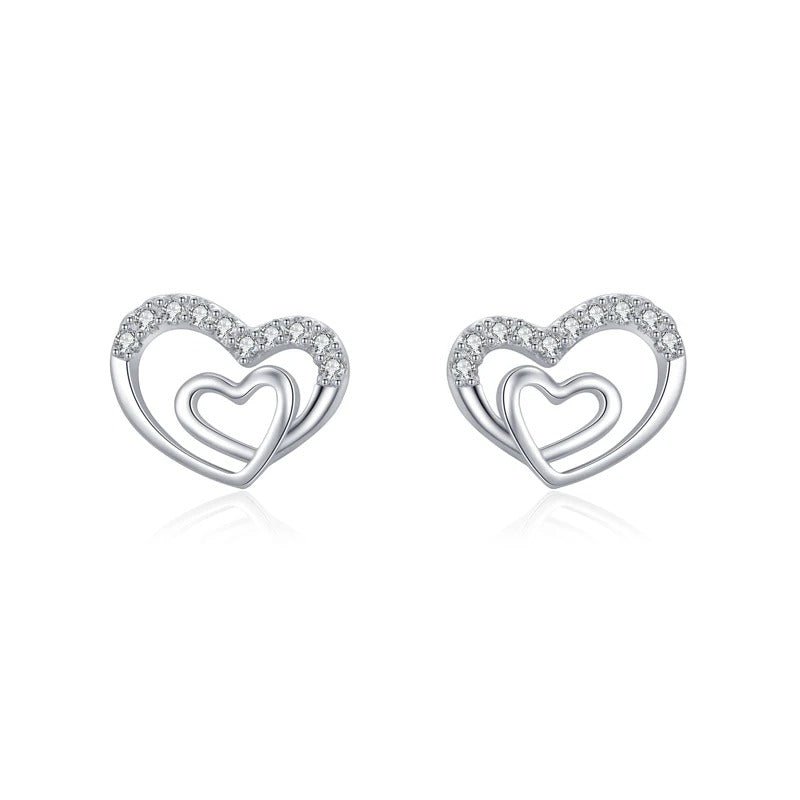 Sparkling Zirconia Hearts Stud Earrings - bellissi