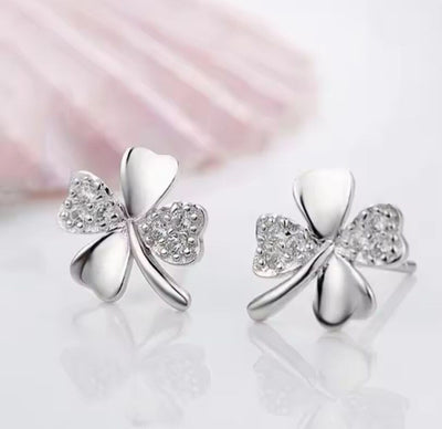 Sparkling Zirconia Lucky Clover Stud Earring - bellissi