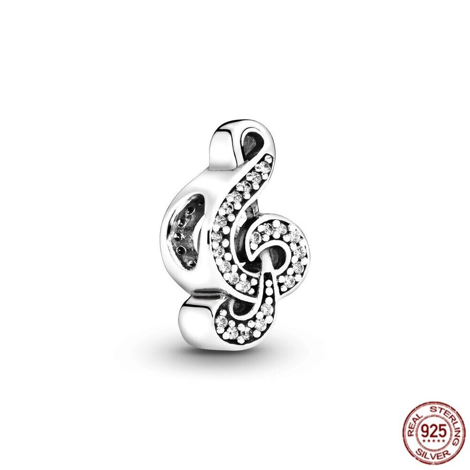 Sparkling Zirconia Treble Clef Charm - bellissi