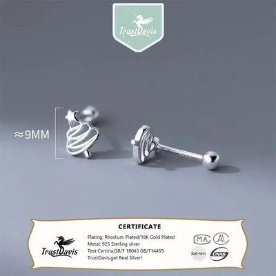 Spatial Christmas Tree Stud Earrings 925 Sterling Silver - bellissi