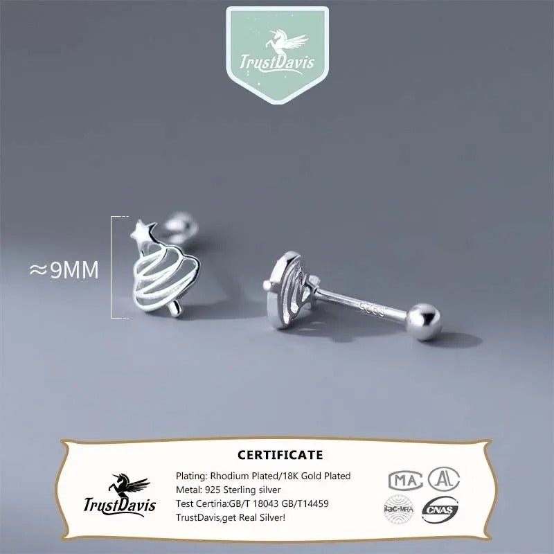Spatial Christmas Tree Stud Earrings 925 Sterling Silver - bellissi