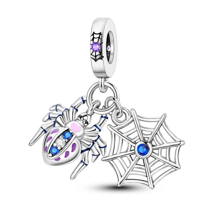 Spider & Web Dangle Charm - bellissi