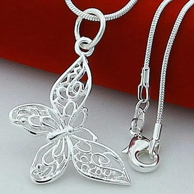 Sterling Silver Butterfly Pendant Necklace - bellissi