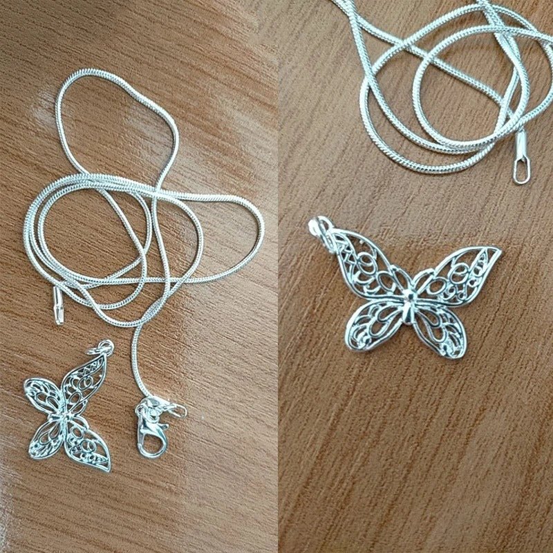 Sterling Silver Butterfly Pendant Necklace - bellissi