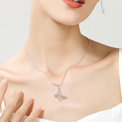 Sterling Silver Butterfly Pendant Necklace - bellissi