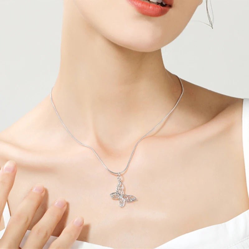 Sterling Silver Butterfly Pendant Necklace - bellissi