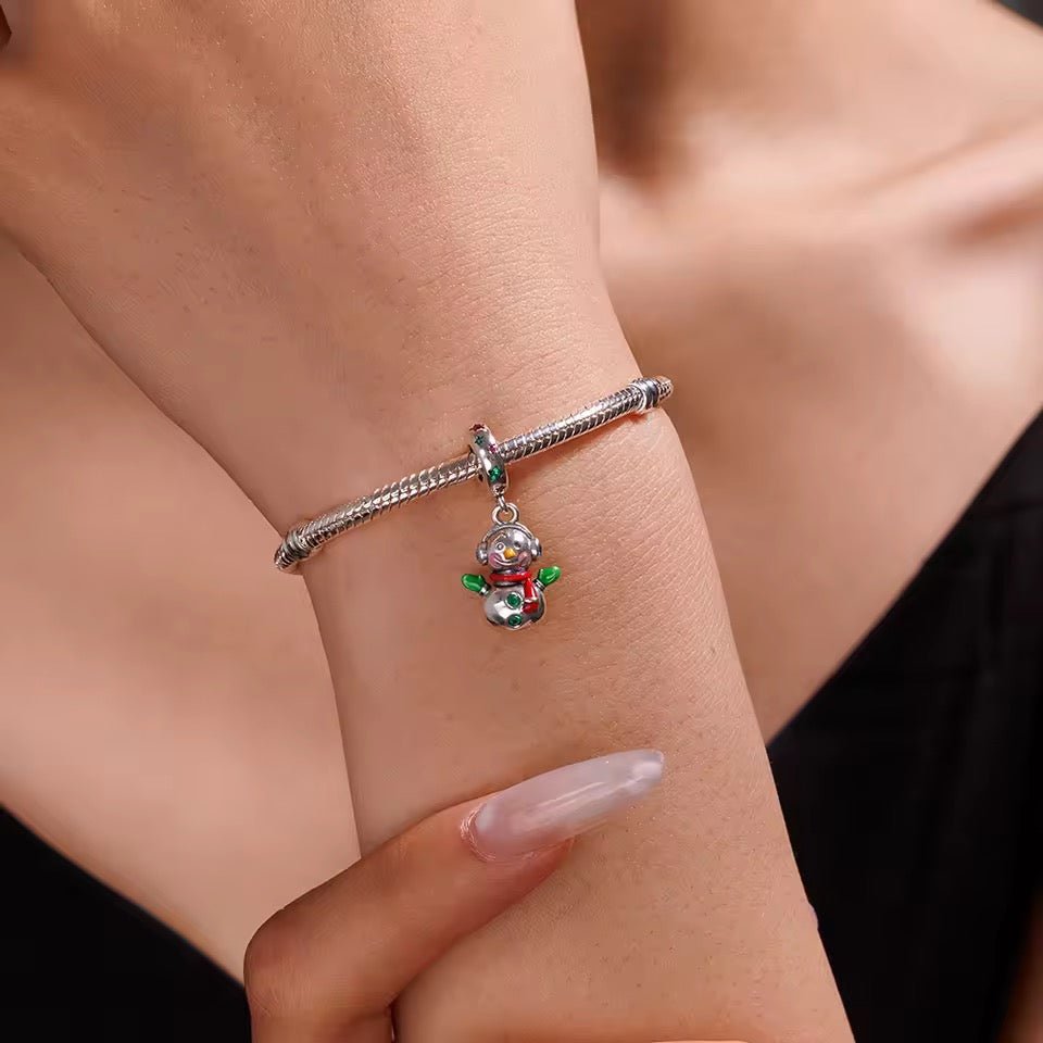 Sterling Silver Christmas Snowman Charm - bellissi