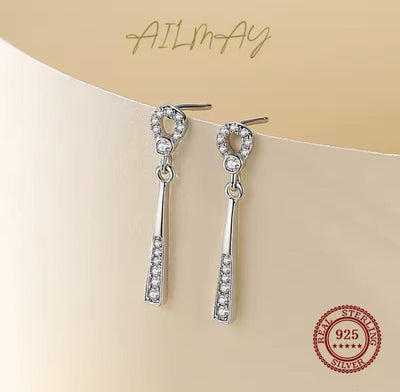 Sterling Silver Clear Zircon Round Stud Earrings - bellissi