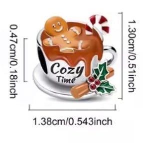 Sterling Silver Cozy Time Gingerbread Mug Charm - bellissi